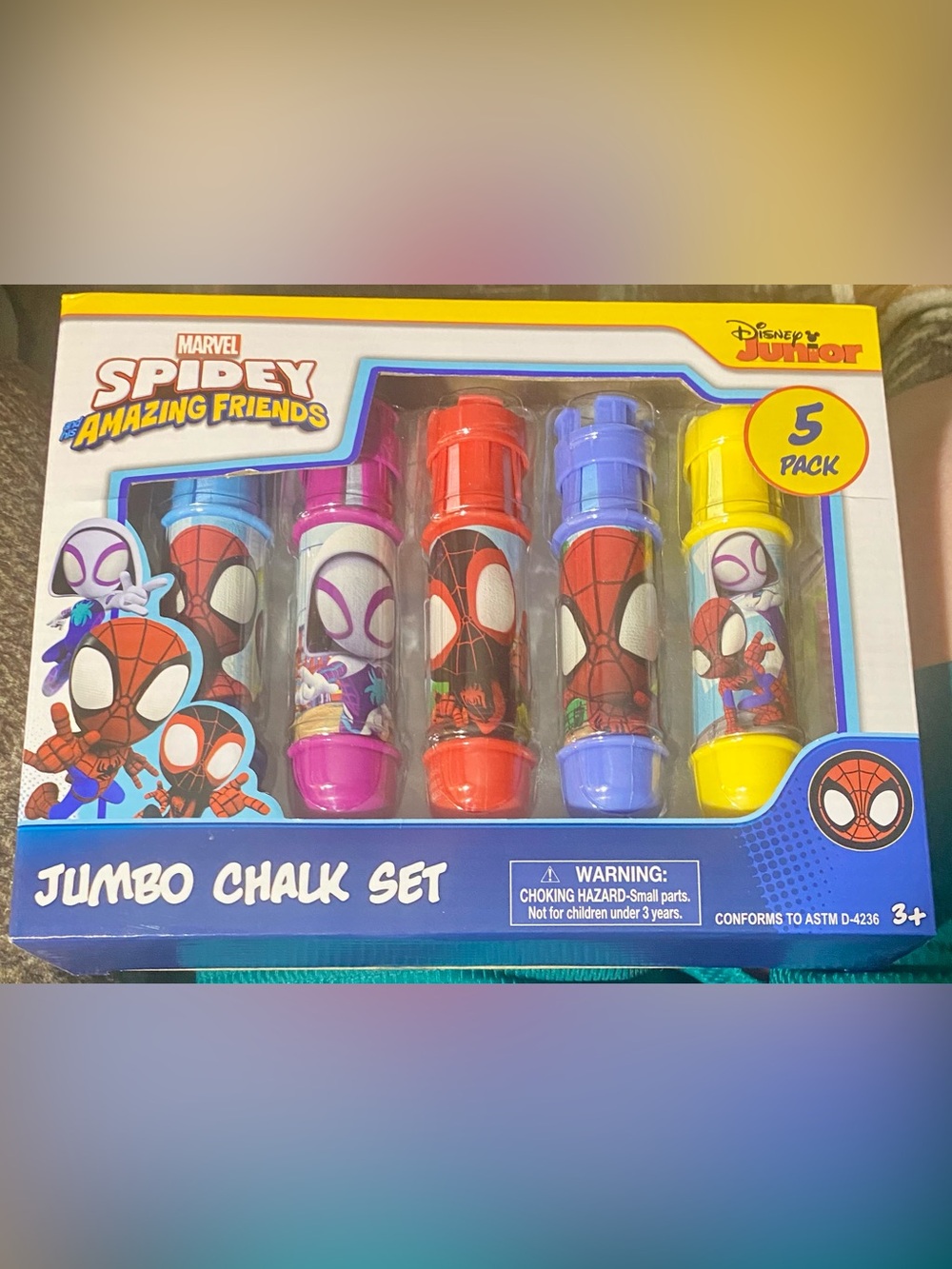Marvel Spidey & His Amazing Friends 5 pack jumbo chalk set themed chalk holders